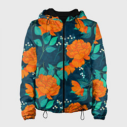 Женская куртка Паттерн с оранжевыми цветами