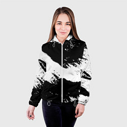 Куртка с капюшоном женская Чёрнобелые краски, цвет: 3D-белый — фото 2