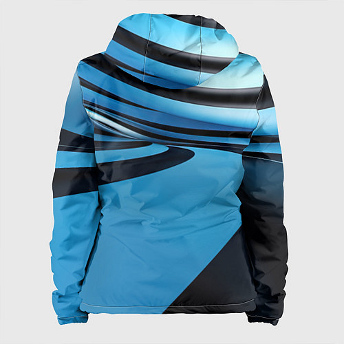 Женская куртка Черная и синяя абстракция в виде волн / 3D-Черный – фото 2