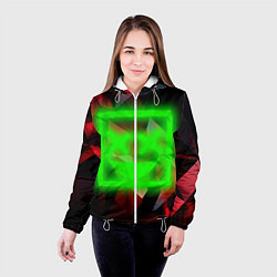 Куртка с капюшоном женская Неоновый квадрат, цвет: 3D-белый — фото 2