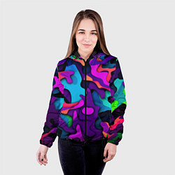 Куртка с капюшоном женская Яркий неоновый камуфляж, цвет: 3D-черный — фото 2
