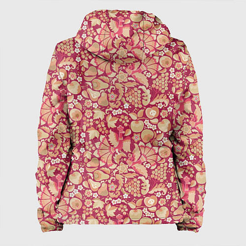 Женская куртка Русский сад с птицами и плодами: паттерн / 3D-Черный – фото 2