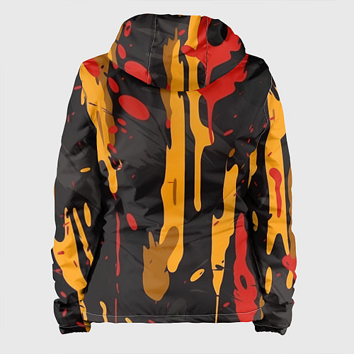 Женская куртка Красные желтые оранжевые пятна краски абстракция / 3D-Черный – фото 2