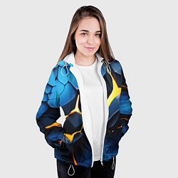 Куртка с капюшоном женская Желтая лава на синих плитах, цвет: 3D-белый — фото 2