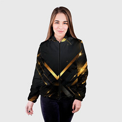 Куртка с капюшоном женская Gold luxury black abstract, цвет: 3D-черный — фото 2
