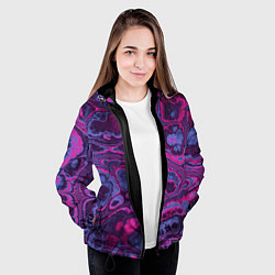 Куртка с капюшоном женская Абстрактный разноцветный узор, цвет: 3D-черный — фото 2