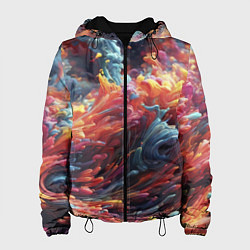Куртка с капюшоном женская Многоцветный дым, цвет: 3D-черный