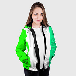 Куртка с капюшоном женская Техно линии зелёный, цвет: 3D-черный — фото 2
