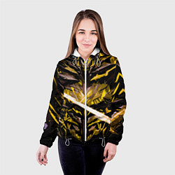 Куртка с капюшоном женская Жёлтый камень на чёрном фоне, цвет: 3D-белый — фото 2