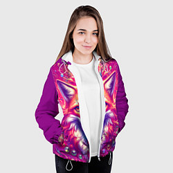 Куртка с капюшоном женская Лиса с драгоценными камнями, цвет: 3D-белый — фото 2