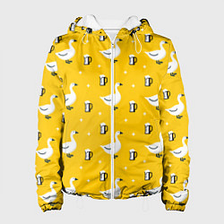 Куртка с капюшоном женская Гуси и пиво, цвет: 3D-белый