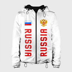 Куртка с капюшоном женская Россия три полоски на белом фоне, цвет: 3D-черный