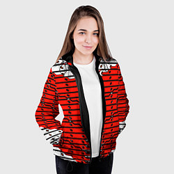 Куртка с капюшоном женская Красно-белая техно броня, цвет: 3D-черный — фото 2