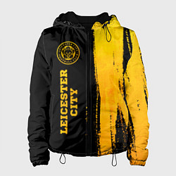 Куртка с капюшоном женская Leicester City - gold gradient по-вертикали, цвет: 3D-черный