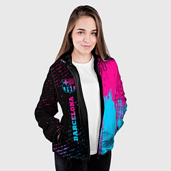 Куртка с капюшоном женская Barcelona - neon gradient по-вертикали, цвет: 3D-черный — фото 2