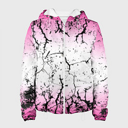 Женская куртка Текстура чёрных трещин на розовом переливе