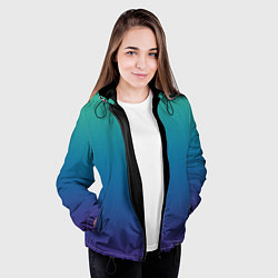 Куртка с капюшоном женская Градиент зелёно-фиолетовый, цвет: 3D-черный — фото 2