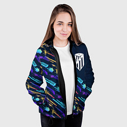 Куртка с капюшоном женская Atletico Madrid градиентные мячи, цвет: 3D-черный — фото 2