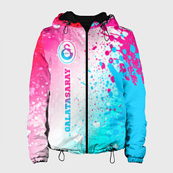 Куртка с капюшоном женская Galatasaray neon gradient style по-вертикали, цвет: 3D-черный