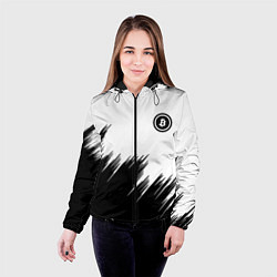 Куртка с капюшоном женская Биткоин текстура крипта, цвет: 3D-черный — фото 2