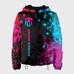 Куртка с капюшоном женская Atletico Madrid - neon gradient по-вертикали, цвет: 3D-черный