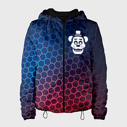 Куртка с капюшоном женская FNAF неоновые соты, цвет: 3D-черный