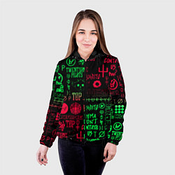 Куртка с капюшоном женская Twenty one pilots pattern rock steel, цвет: 3D-черный — фото 2