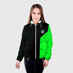 Куртка с капюшоном женская Skoda pattern sport green, цвет: 3D-белый — фото 2
