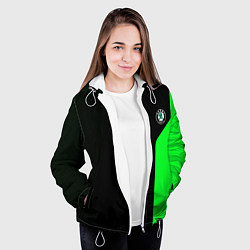 Куртка с капюшоном женская Skoda pattern sport green, цвет: 3D-белый — фото 2