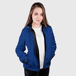 Куртка с капюшоном женская Текстура синий однотонный, цвет: 3D-черный — фото 2