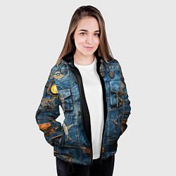 Куртка с капюшоном женская Джинсы лётчика-авиатора, цвет: 3D-черный — фото 2