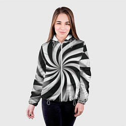 Куртка с капюшоном женская Оптическое путешествие, цвет: 3D-белый — фото 2