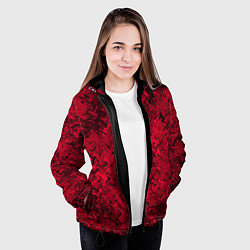 Куртка с капюшоном женская Абстрактная текстура тёмно-красный, цвет: 3D-черный — фото 2