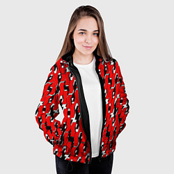 Куртка с капюшоном женская Техно узор красный, цвет: 3D-черный — фото 2