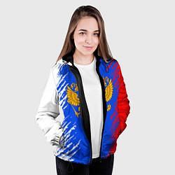 Куртка с капюшоном женская Триколор штрихи с гербор, цвет: 3D-черный — фото 2
