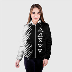 Куртка с капюшоном женская Ведьмачьи знаки с подтеками, цвет: 3D-белый — фото 2