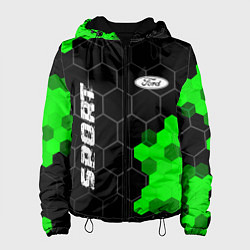 Куртка с капюшоном женская Ford green sport hexagon, цвет: 3D-черный