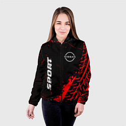 Куртка с капюшоном женская Nissan red sport tires, цвет: 3D-черный — фото 2