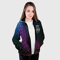 Куртка с капюшоном женская Sporting футбольная сетка, цвет: 3D-черный — фото 2