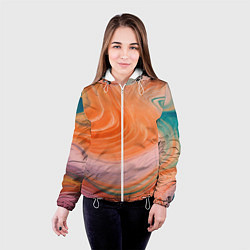 Куртка с капюшоном женская Мраморный паттерн, цвет: 3D-белый — фото 2