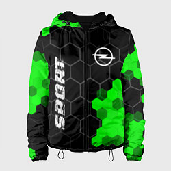 Куртка с капюшоном женская Opel green sport hexagon, цвет: 3D-черный