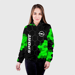 Куртка с капюшоном женская Opel green sport hexagon, цвет: 3D-черный — фото 2