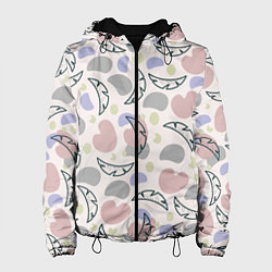 Куртка с капюшоном женская Пятна и листья, цвет: 3D-черный