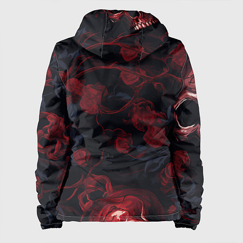 Женская куртка Черепа и алые розы / 3D-Черный – фото 2