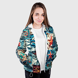 Куртка с капюшоном женская Пэчворк джинсы из СССР, цвет: 3D-белый — фото 2