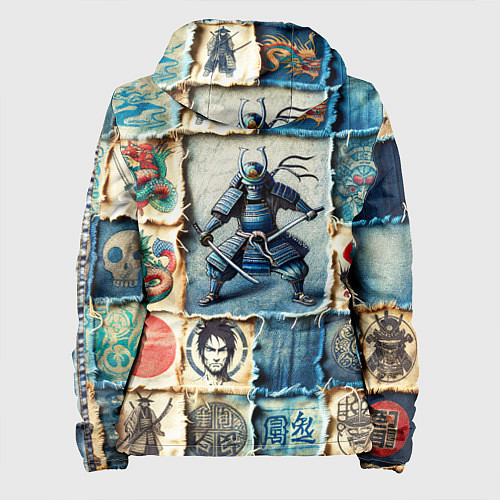 Женская куртка Самураи на пэчворк дениме / 3D-Черный – фото 2