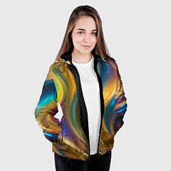 Куртка с капюшоном женская Жидкий разноцветный металл, цвет: 3D-черный — фото 2