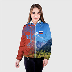 Куртка с капюшоном женская Горы России с флагом, цвет: 3D-белый — фото 2
