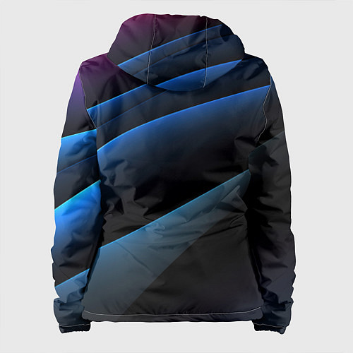 Женская куртка Синий стильный абстрактный геометрический стиль на / 3D-Черный – фото 2