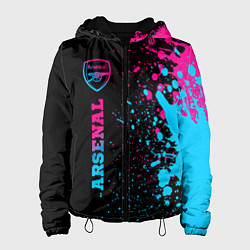 Куртка с капюшоном женская Arsenal - neon gradient по-вертикали, цвет: 3D-черный